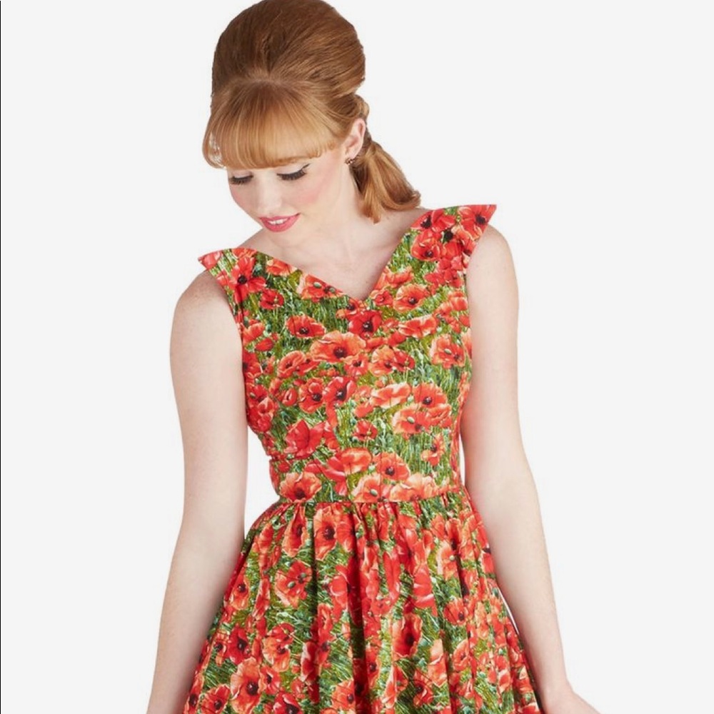 Bernie Dexter Sparrow dress in Red Poppies XS